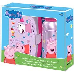 Peppa Pig lunchbox set voor kinderen - 2-delig - roze - aluminium/kunststof - Lunchboxen