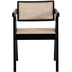 Lot de 2 fauteuils bridge noir et rotin - VILLA