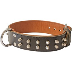 Halsband pyramide luxe 40 mm/50 cm donkerbruin