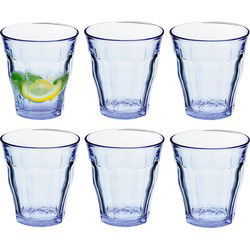 Duralex Drinkglazen Picardie - 6x - blauw - glas - 220 ml - Drinkglazen