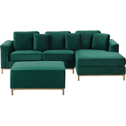 OSLO - Hoekbank met ottomaan - Groen - Linkerzijde - 270 cm - Fluweel