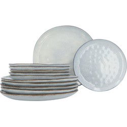 Aardewerk Serviesset Flower Beige 6 persoons 12-delig - Grijs