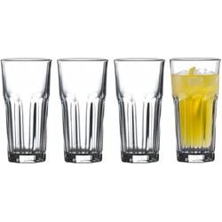 Excellent Houseware Longdrink glazen set - 4x - glas - 280 ml - water glazen - vaatwasser bestendig - Longdrinkglazen