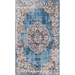 Safavieh Trendy New Transitional Indoor Woven Area Rug, Bristol Collection, BTL343, in Blue & Light Grey, 91 X 152 cm