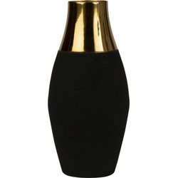Bloemenvaas Monaco de luxe - zwart/goud - metaal - D12 x H25 cm - Vazen