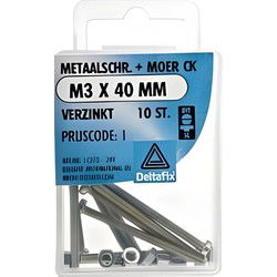 M.schroef moer ck m3x40mm 10st