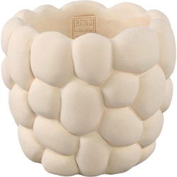 PTMD Bloempot Mikay - 22x22x19 cm - Cement - Wit