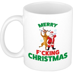 Merry fucking Christmas foute Kerst cadeau mok - wit - Bekers