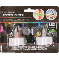 LED theelichtjes - 2x st - gekleurd - D4 cm - theelichtjes - waxinekaarsjes - LED kaarsen