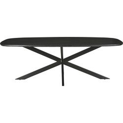Livingfurn - Eetkamertafel Jesper Danish Oval Black 230cm - Mangohout / Gecoat Staal