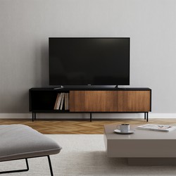 Tv-meubel Ray zwart/rustiek eiken 180 cm