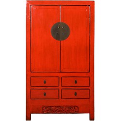 Fine Asianliving Antieke Chinese Bruidskast Rood High Gloss