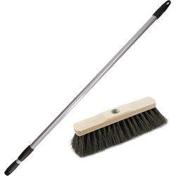 Buiten bezem Arenga inclusief metalen telescoopsteel grijs 130 cm - Bezem