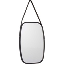 Giftdecor Wandspiegel aan ophangkoord - frame kleur zwart - 43 x 65 cm - Spiegels