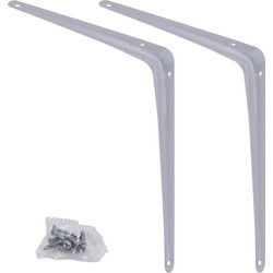 Set van 2x witte plankdrager 25 x 30 cm tot 13 kg inclusief schroeven - Plankdragers