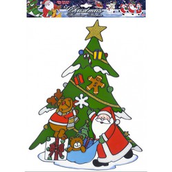 Kerst decoratie stickers kerstman/rendier plaatjes 40 cm - Feeststickers