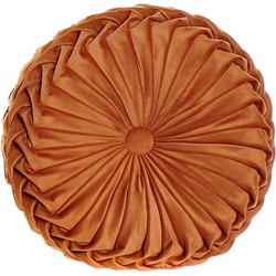 Fluwelen Kussen Ottoman – Rond – Oranje Bruin -Velvet - Ø 40 cm (incl. vulling)
