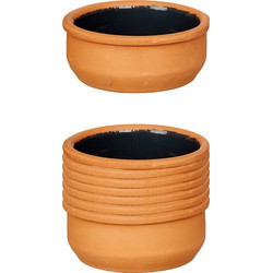 Set 12x tapas/creme brulee serveer schaaltjes terracotta/zwart 8x4 cm - Snack en tapasschalen