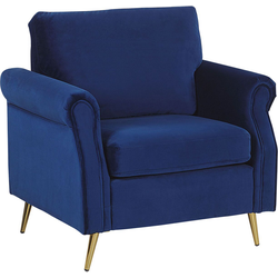 Beliani VIETAS - Fauteuil-Blauw-Fluweel