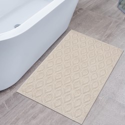 Badmat Kelim Wasbaar Creme Laagpolig Badkamer Toiletmat  Anti Slip- 60x90 CM