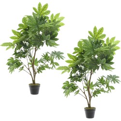 Set van 2x stuks kunstplanten groene Aralia klim-op/klimop planten 90 cm - Kunstplanten