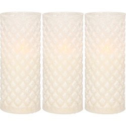 3x stuks luxe led kaarsen in glas D7,5 x H17,5 cm - LED kaarsen