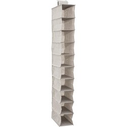 5Five kast organiser - hangend - 10 vakken - 30 x 15 x 120 cm - beige - Opbergmanden