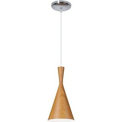 Design hanglamp metaal houtkleur E27 19cm diameter
