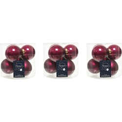24x stuks glazen kerstballen framboos roze (magnolia) 8 cm mat/glans - Kerstbal