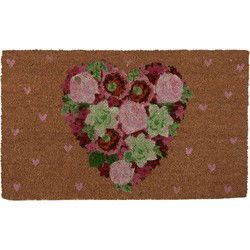 Clayre & Eef Deurmat Bruin Kokos Bloemen