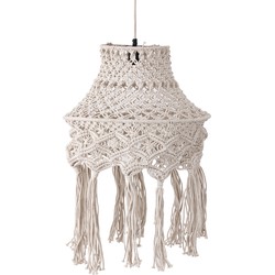 PTMD Milley Cream cotton macrame hanging lamp round