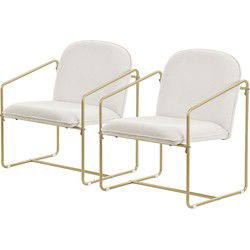 Set van 2 fauteuils Beige met goudkleurig stalen frame Relax fauteuil met armleuning & rugleuning ML design