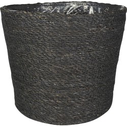 Steege Plantenpot - grijs - gevlochten zeegras - 30 x 26 cm - Plantenpotten