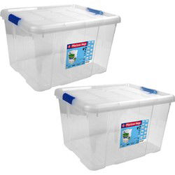 Hega Hogar Opbergbox - 2x - met deksel - 42 x 35 x 25 cm - 25L - Opbergbox