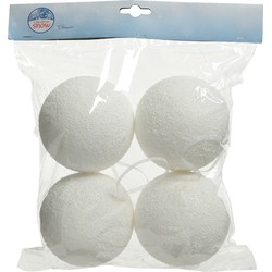 4x Witte sneeuwballen/sneeuwbollen 10 cm - Decoratiesneeuw