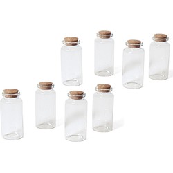 8x Kleine decoratieve glazen flesjes met kurken dop 12 ml - Decoratieve flessen