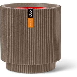 Vaas cilinder Groove NL 44x46 warm taupe bloempot