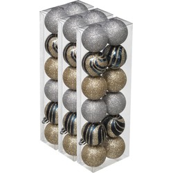 36x stuks kerstballen mix goud/zilver glans/mat/glitter kunststof 4 cm - Kerstbal