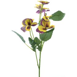 Pansy spray yellow 65 cm kunstbloem