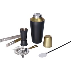 RVS barset / cocktailset / giftset met cocktailshaker 6-delig zwart/goud - Cocktailshakers