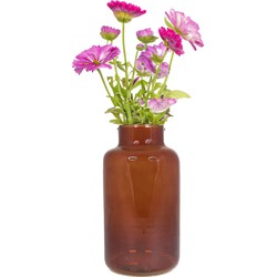 Bela Arte Bloemenvaas Milan - transparant bruin glas - D15 x H25 cm - melkbus vaas met smalle hals - Vazen