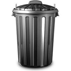 Plasticforte Vuilnisbak/afvalemmer met deksel - 31L - zwart -37 x 52cm - Prullenbakken