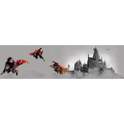 Sanders & Sanders zelfklevende behangrand Harry Potter Zweintstein grijs en rood - 9.7 x 500 cm - 601309