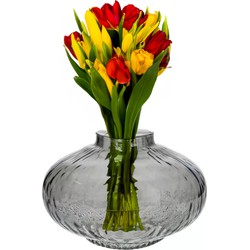 Bloemenvaas Urban - grijs transparant glas - D31 x H20 cm - decoratieve vaas - bloemen/takken - Vazen