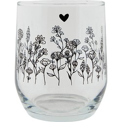 Clayre & Eef Waterglas  300 ml Glas Bloemen Drinkbeker