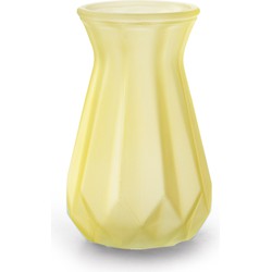 Bloemenvaas - geel/transparant glas - H15 x D10 cm - Vazen