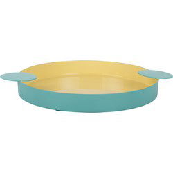 Present Time - Dienblad Double Funky Large - Turquoise blue & soft yellow