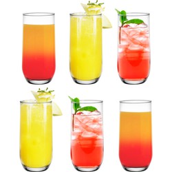 Glasmark Drinkglazen/waterglazen Tumblers - transparant glas - 6x stuks - 400 ml - Drinkglazen