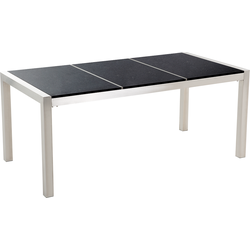 Beliani GROSSETO - Eettafel-Zwart-Graniet, RVS