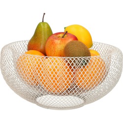 Fruitschaal/fruitmand rond wit metaal 27 cm - Fruitschalen